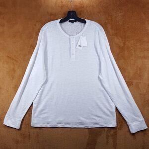 VINCE Shirt Mens XXL White Pullover Henley 100% Linen Long Sleeve $195